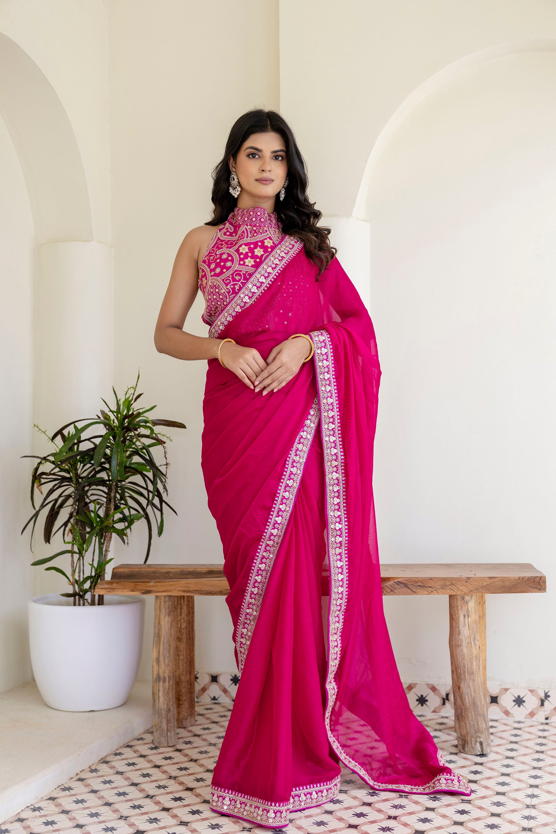 Pink Elegant Rangoli Silk Saree with Cording Embroidery
