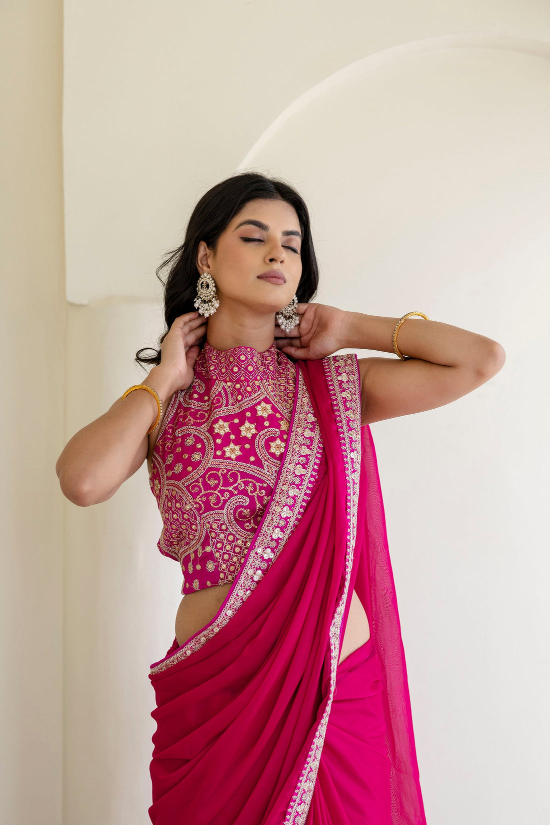 Pink Elegant Rangoli Silk Saree with Cording Embroidery