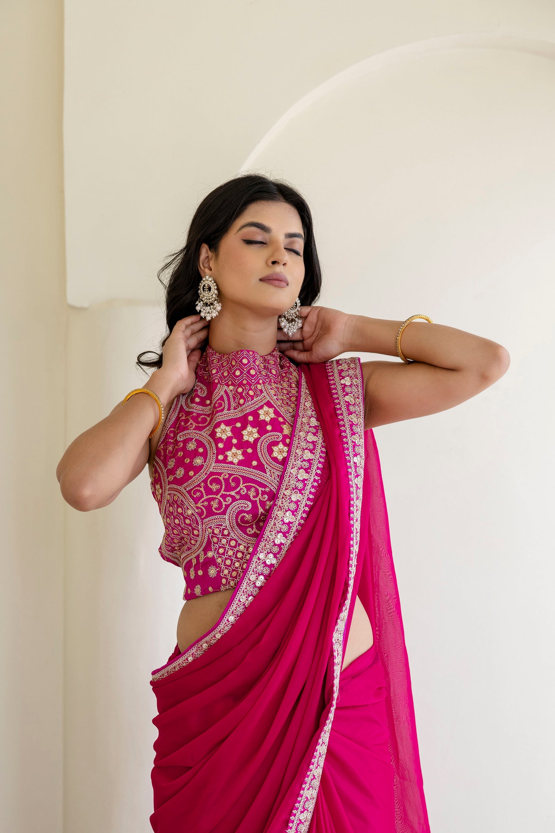 Pink Elegant Rangoli Silk Saree with Cording Embroidery