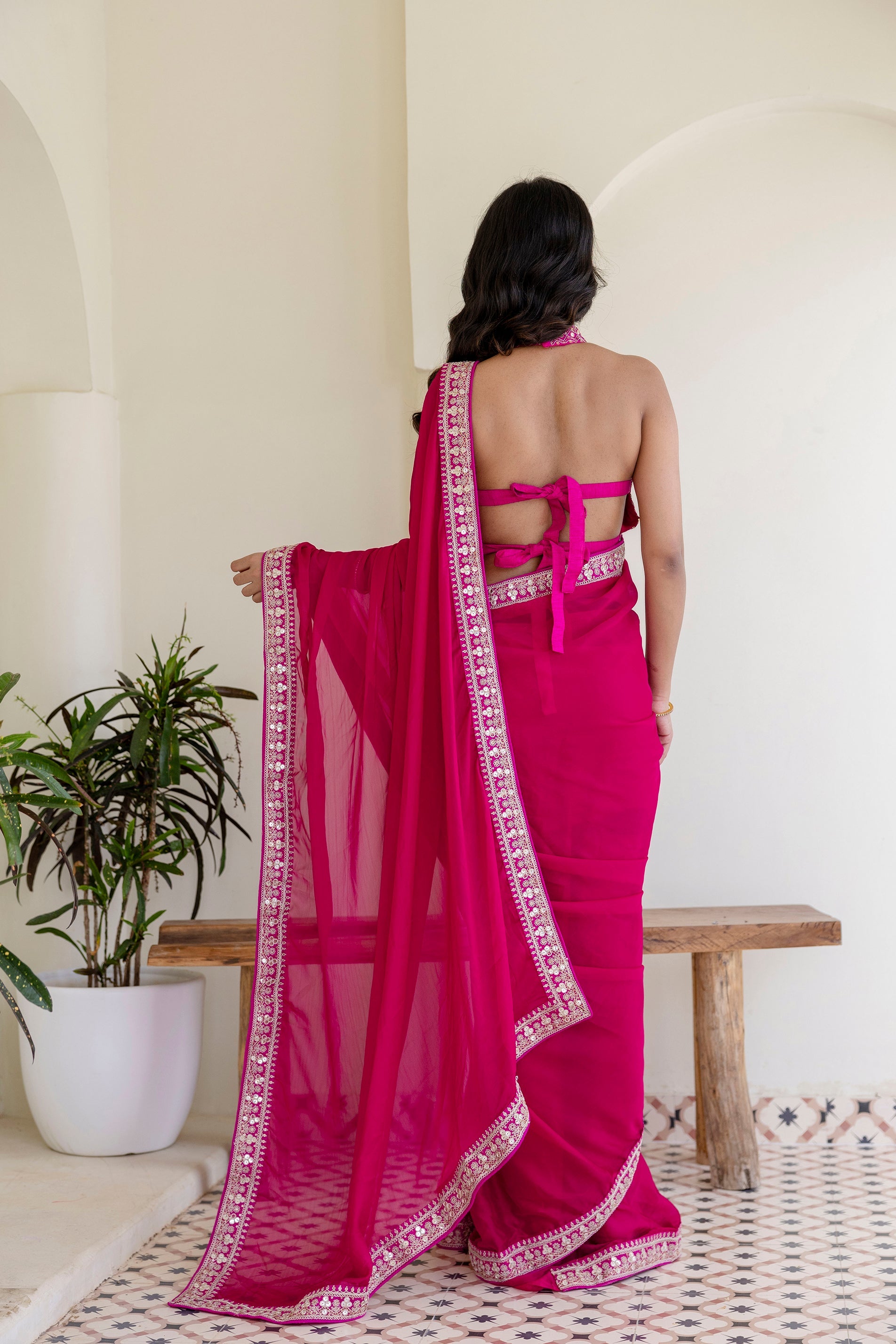 Pink Elegant Rangoli Silk Saree with Cording Embroidery