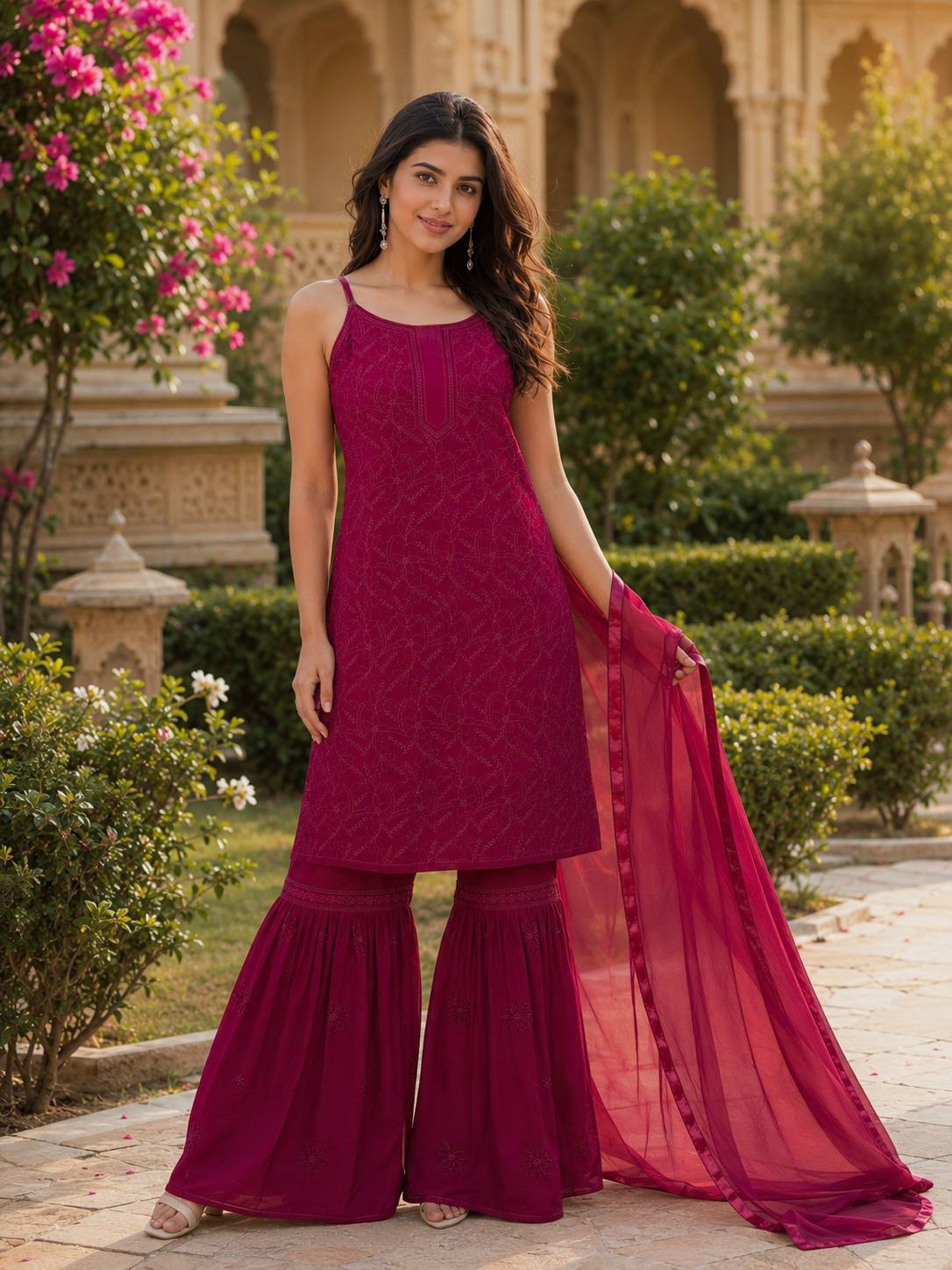 Georgette Embroidery Work  Sharara
