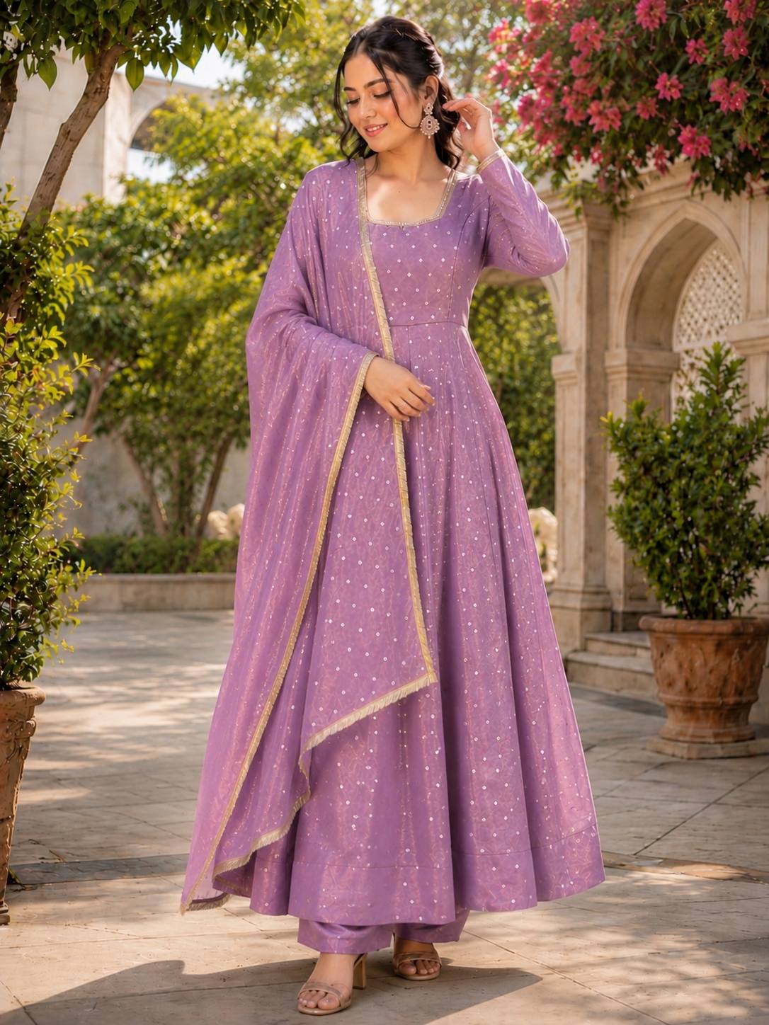lavender Anarkali gown