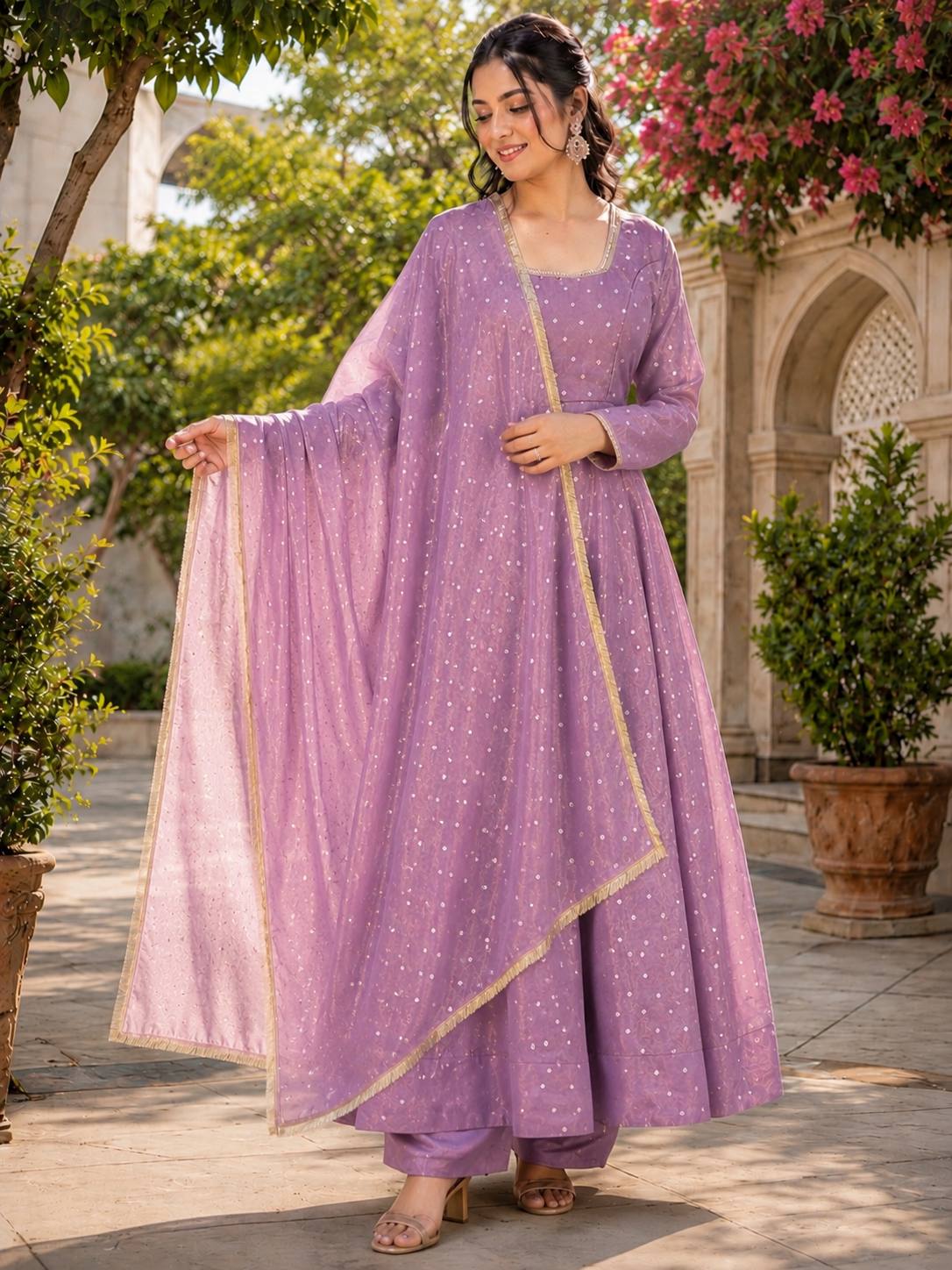 lavender Anarkali gown