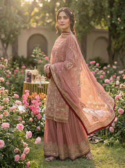 Dusty Rose Georgette Kurta Palazzo Set