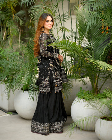 Black Georgette Kurta Palazzo Set