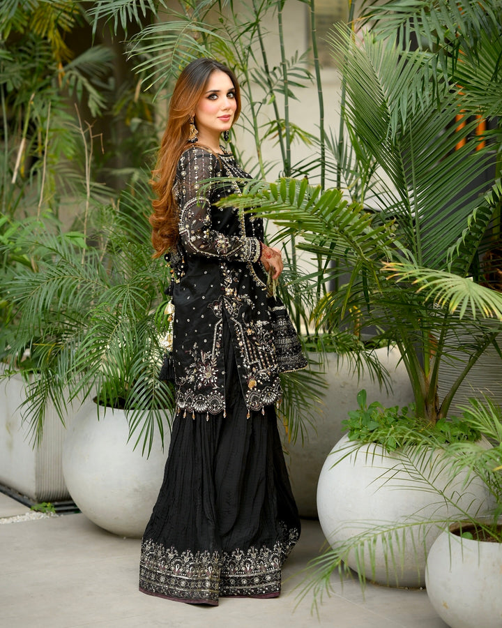Black Georgette Kurta Palazzo Set
