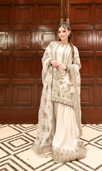 Ivory Georgette Kurta Palazzo Set