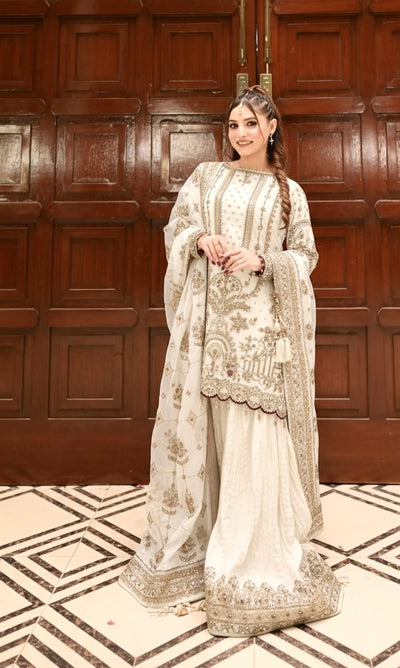 Ivory Georgette Kurta Palazzo Set