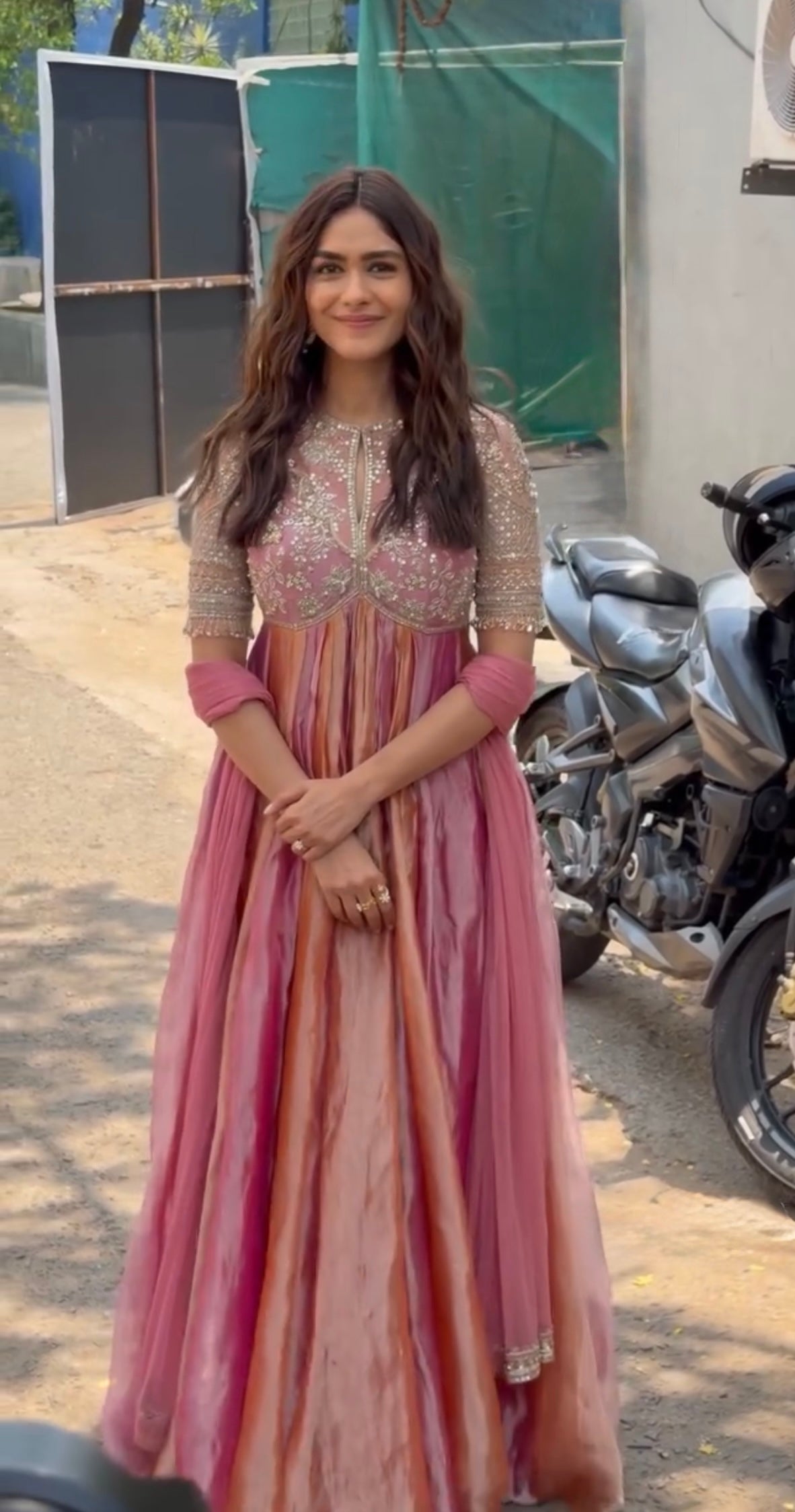 Rose Pink Moss Silk Anarkali Suit
