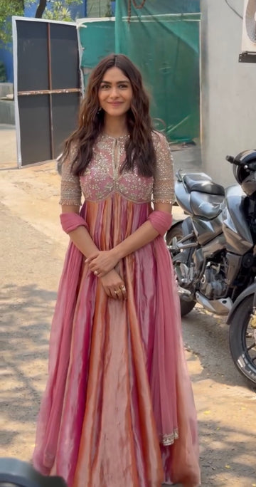 Rose Pink Moss Silk Anarkali Suit