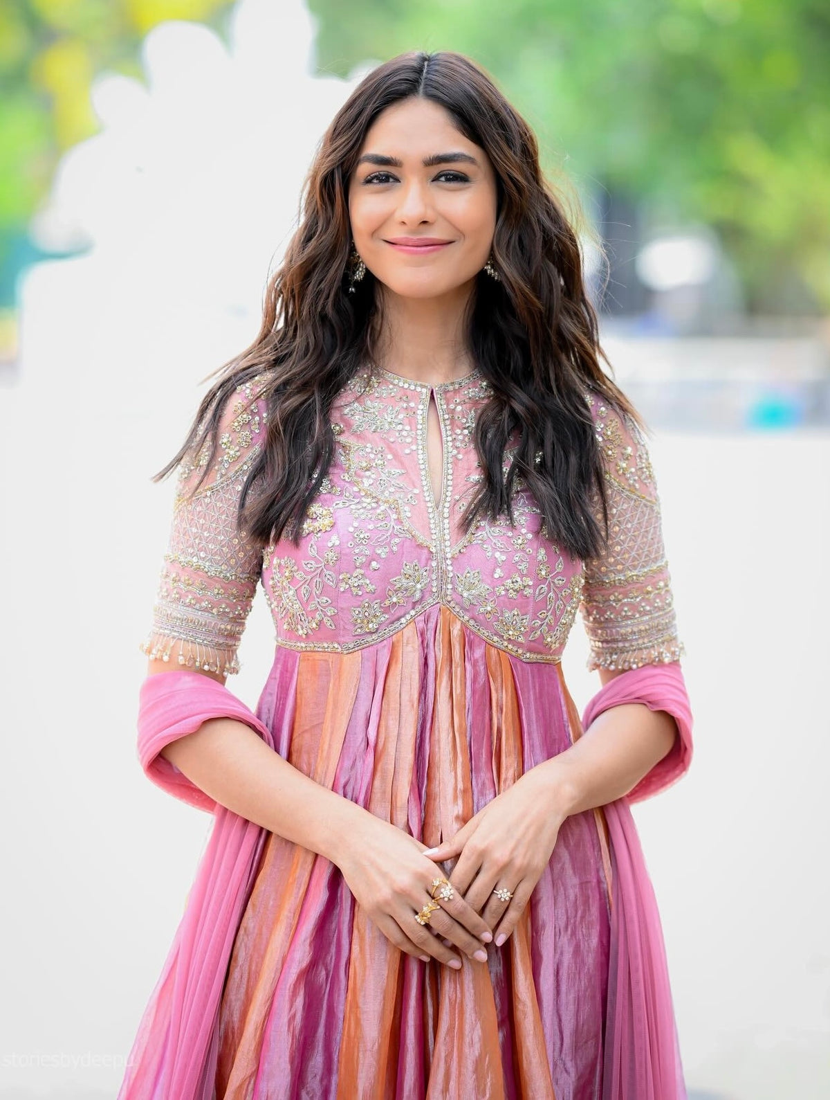Rose Pink Moss Silk Anarkali Suit, view 2