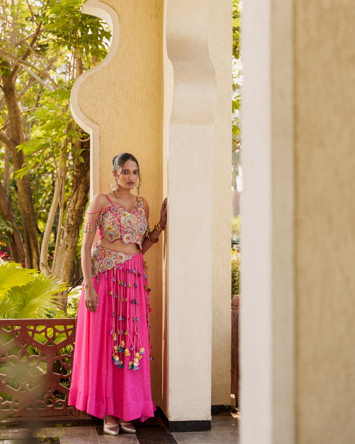 Rani Pink Vichitra Silk Lehenga Choli, view 2