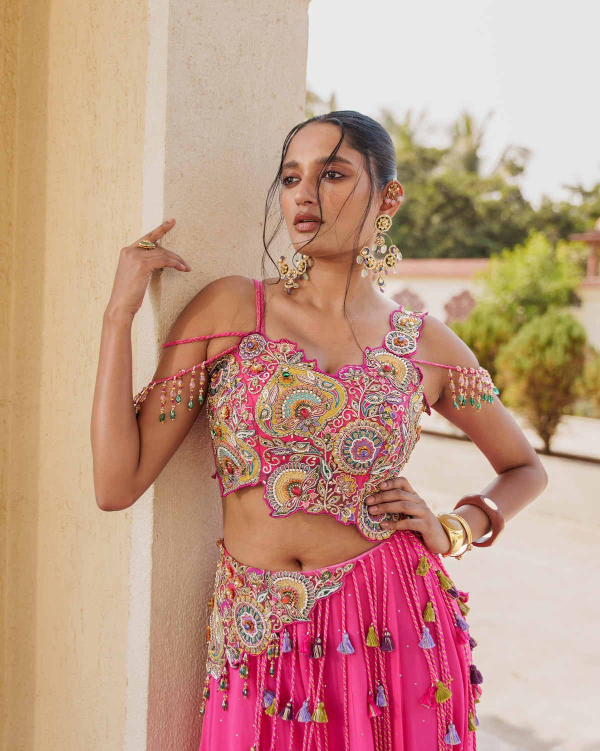 Rani Pink Vichitra Silk Lehenga Choli, view 4