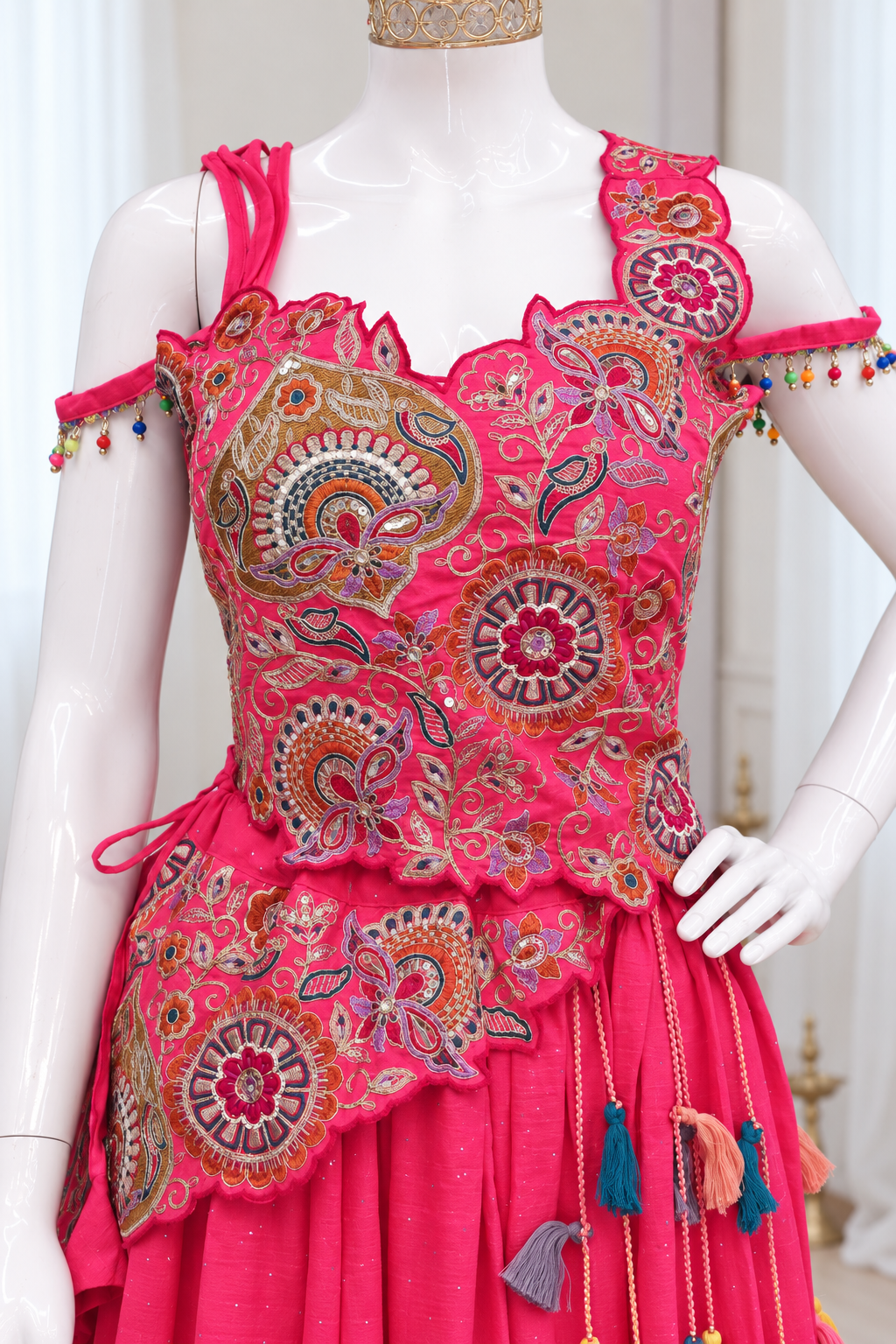 Rani Pink Vichitra Silk Lehenga Choli, view 5