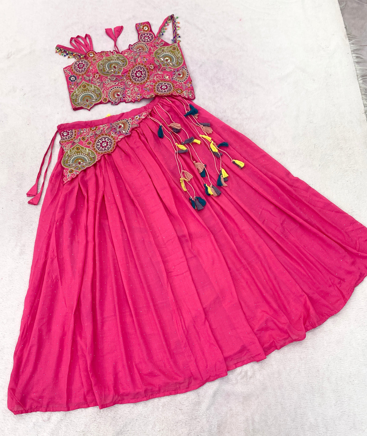 Rani Pink Vichitra Silk Lehenga Choli, view 8