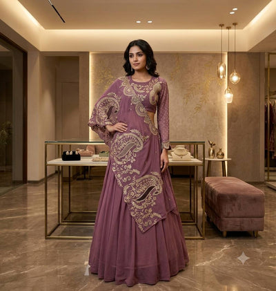 Mauve Georgette Sequin Lehenga Choli