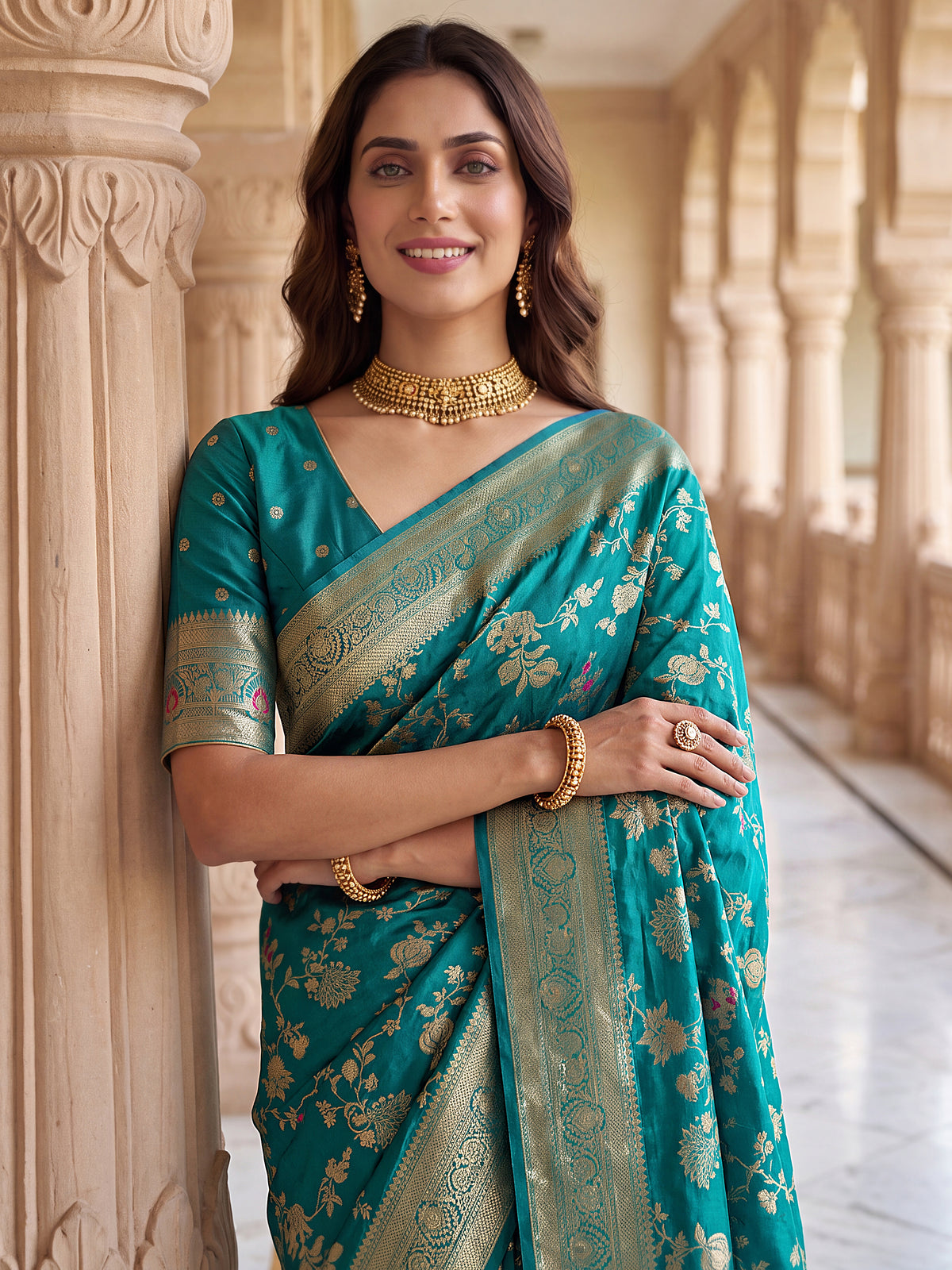 Rama Pure Nylon Satin Saree