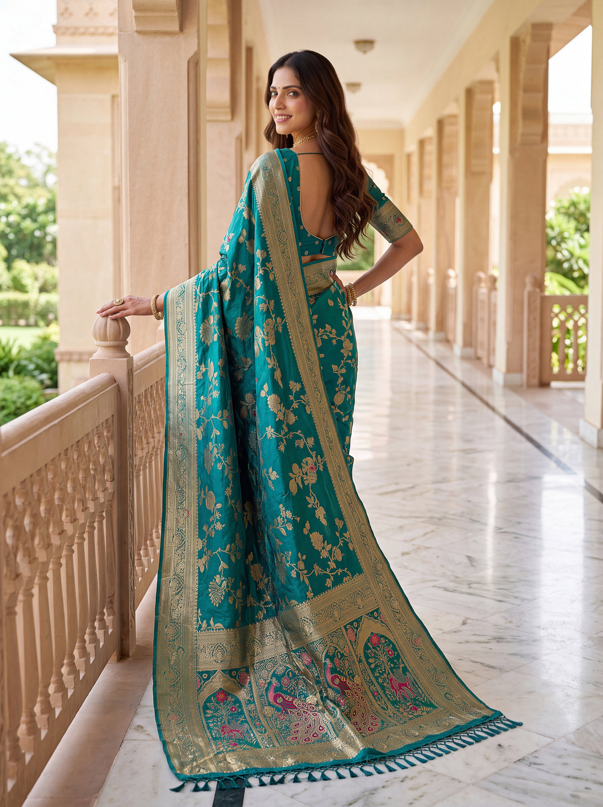Rama Pure Nylon Satin Saree