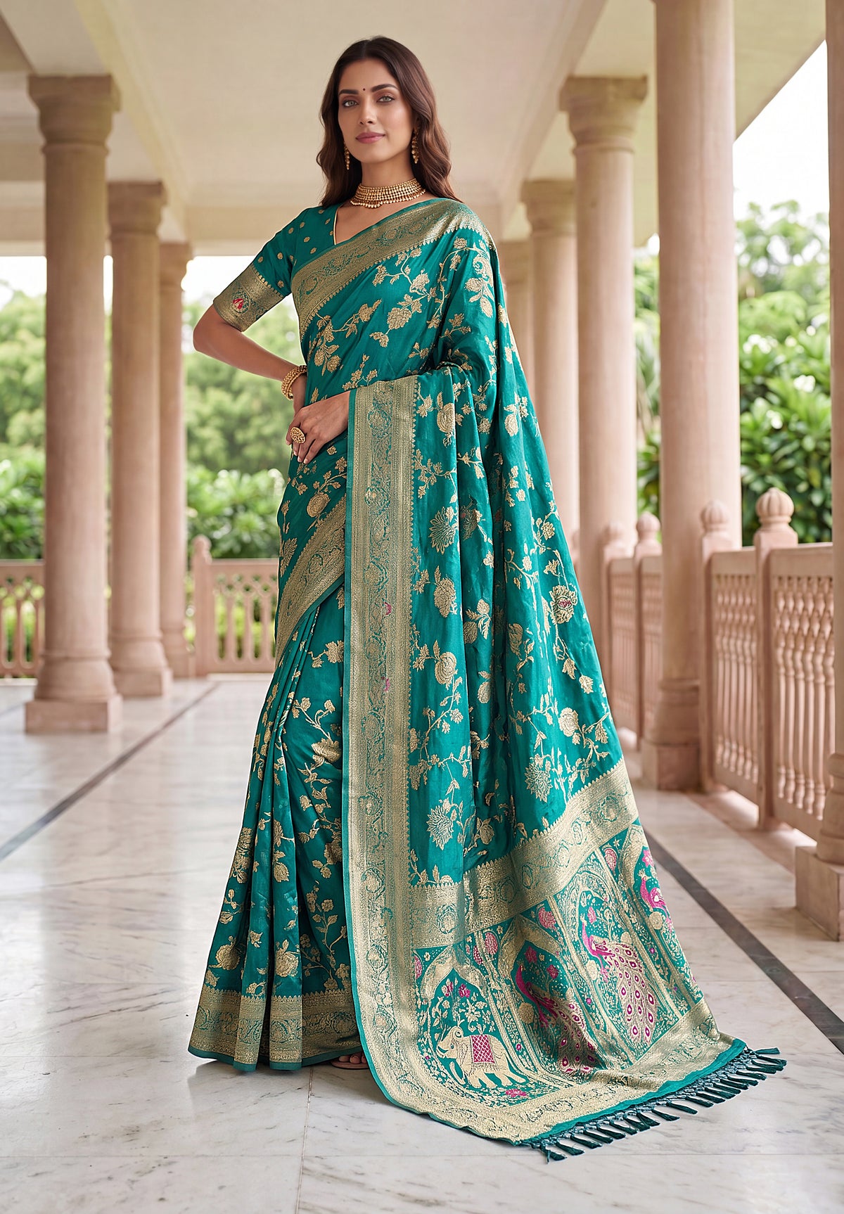 Rama Pure Nylon Satin Saree