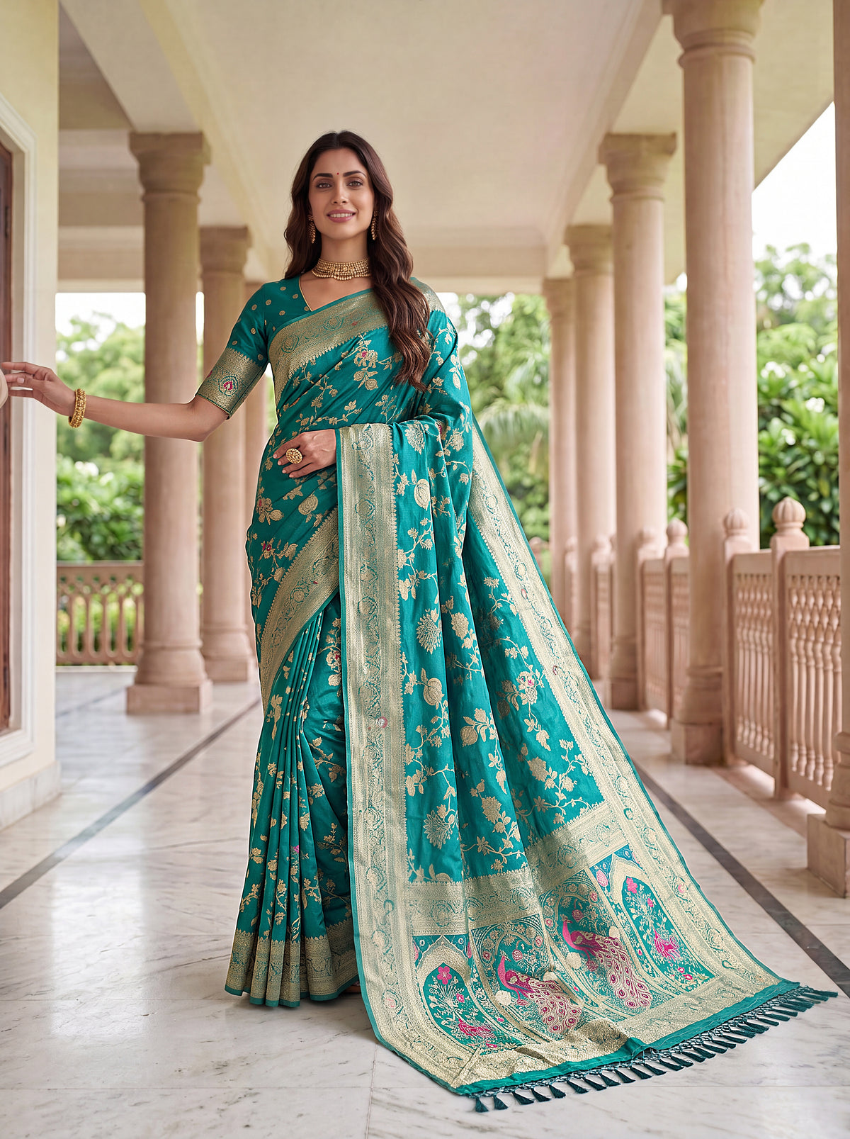 Rama Pure Nylon Satin Saree