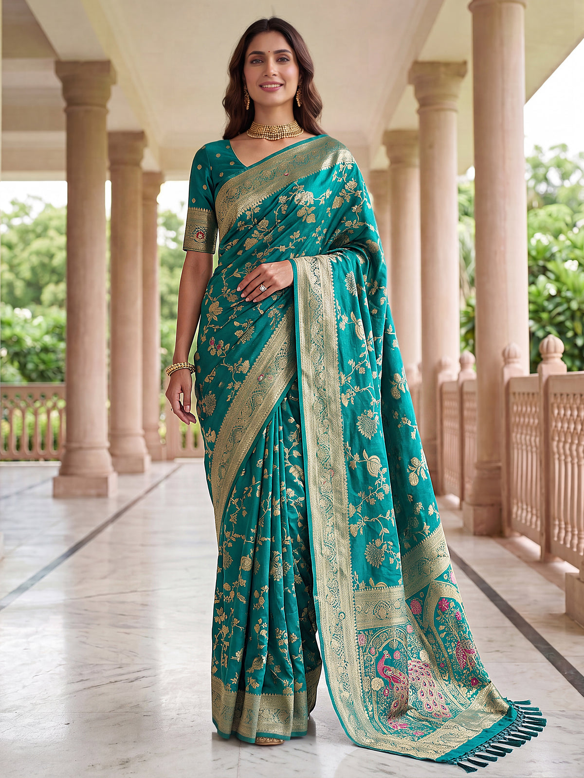 Rama Pure Nylon Satin Saree