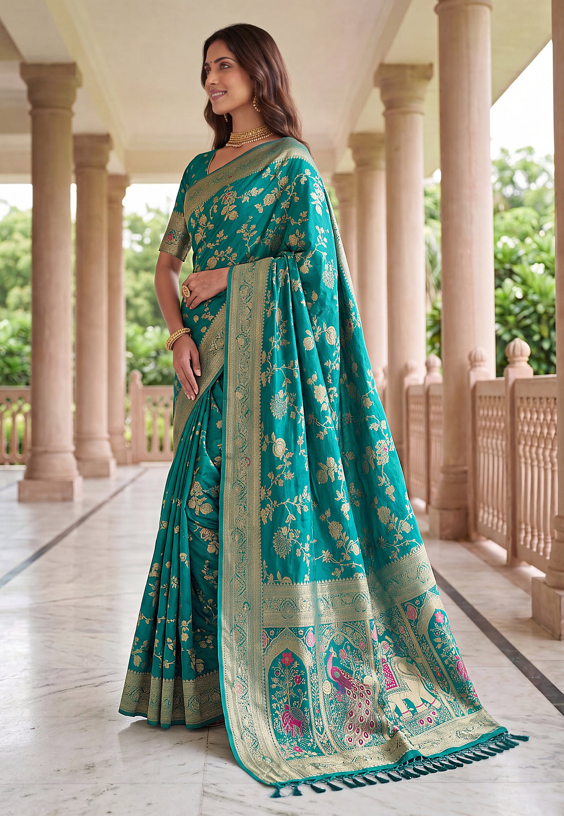 Rama Pure Nylon Satin Saree