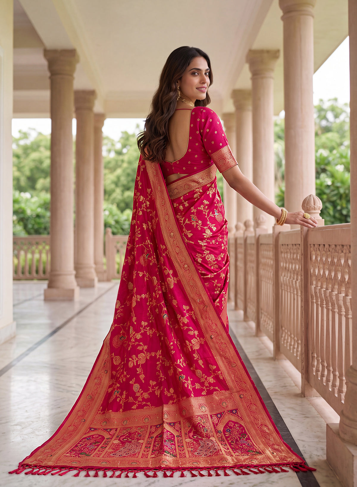 Pink Pure Nylon Satin Saree