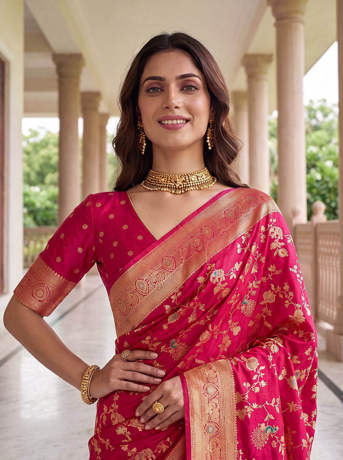 Pink Pure Nylon Satin Saree