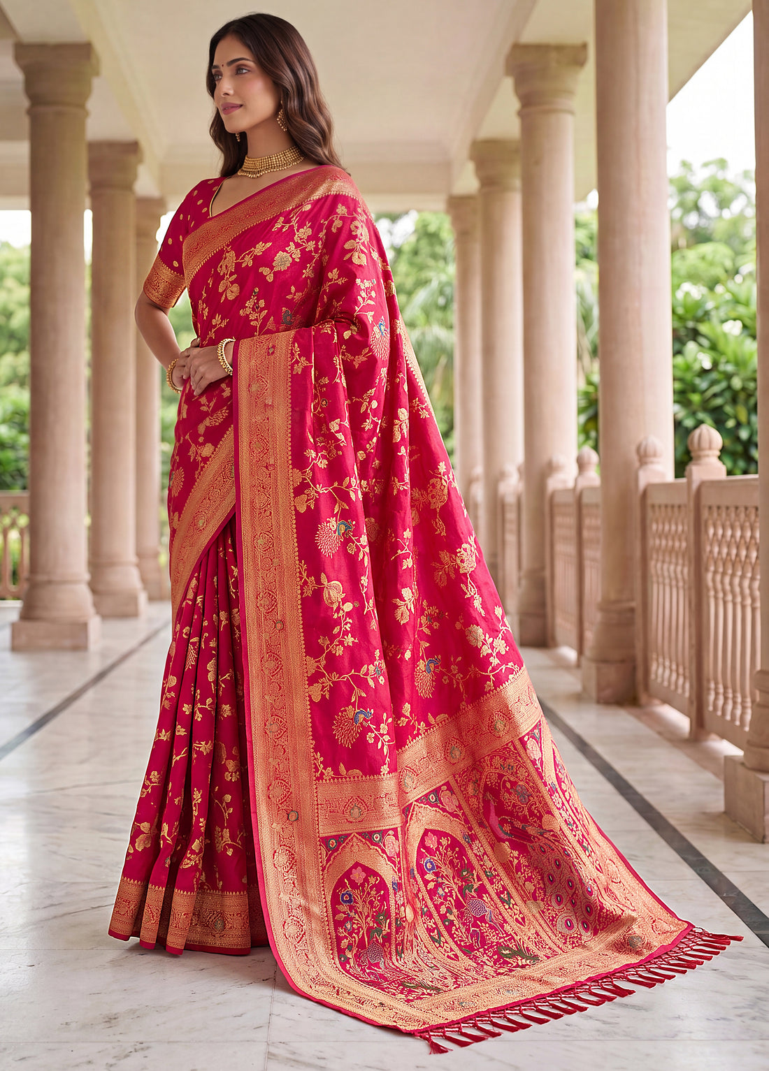 Pink Pure Nylon Satin Saree