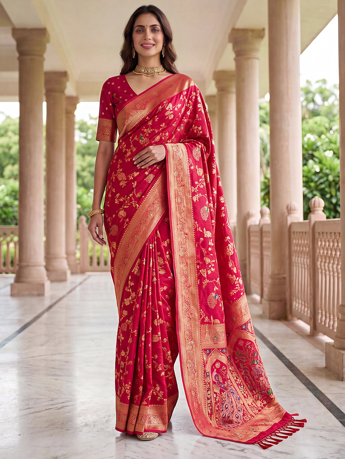 Pink Pure Nylon Satin Saree