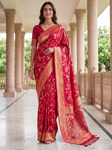 Pink Pure Nylon Satin Saree