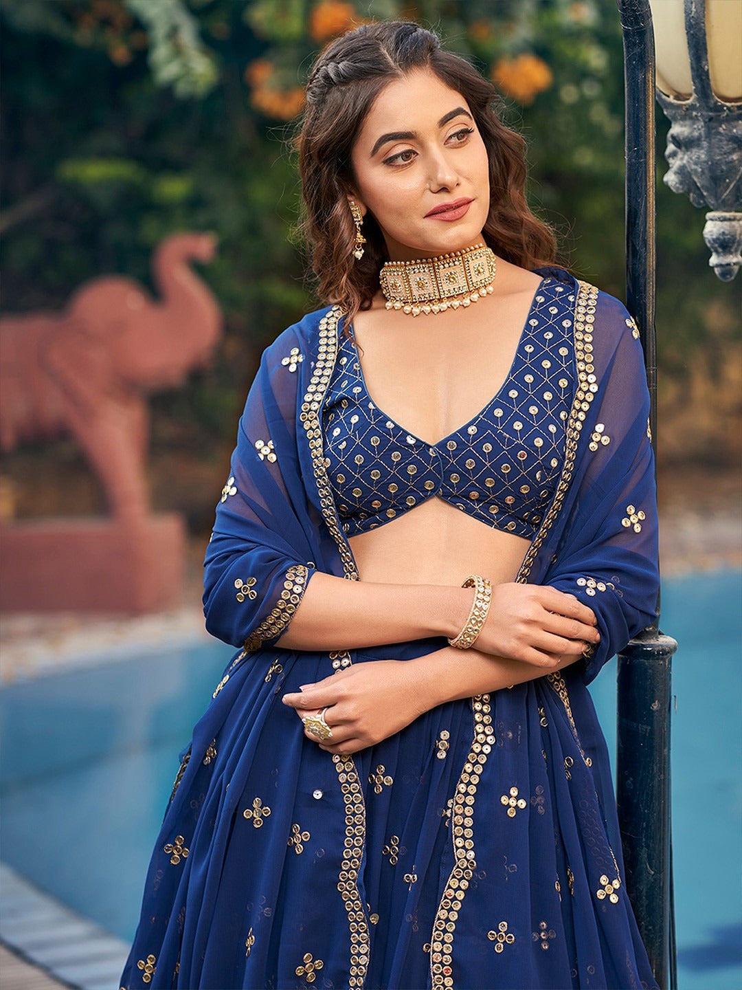Royal Blue With Lehenga and Dupatta