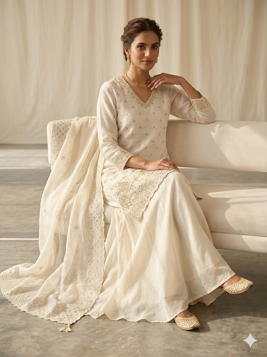 Fendy Silk Kurti And Full-Flare Palazzo Set