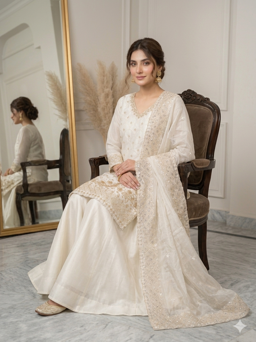 Fendy Silk Kurti And Full-Flare Palazzo Set