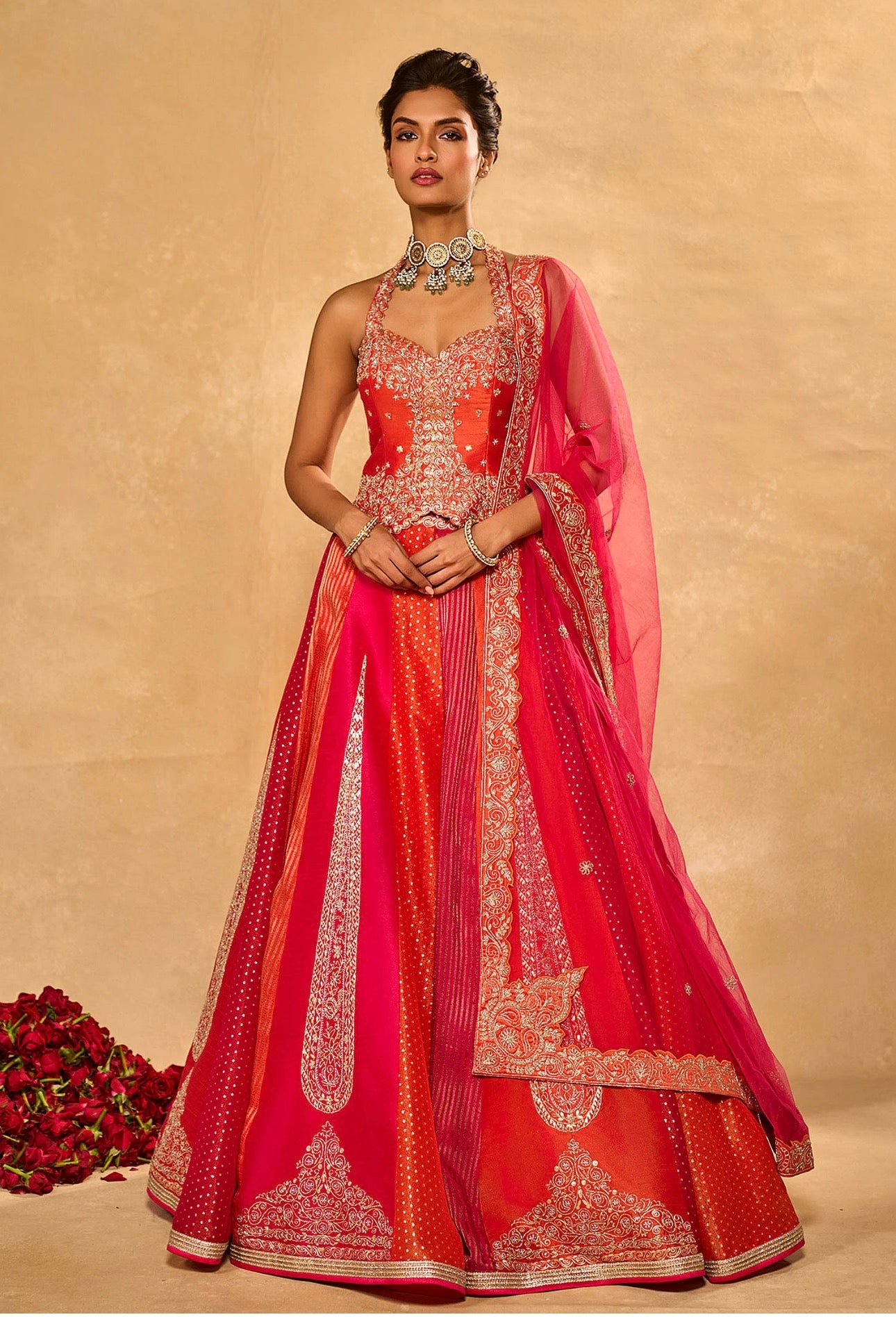 Royal Crimson Red Designer Lehenga With Intricate Zari & Embroidery Work