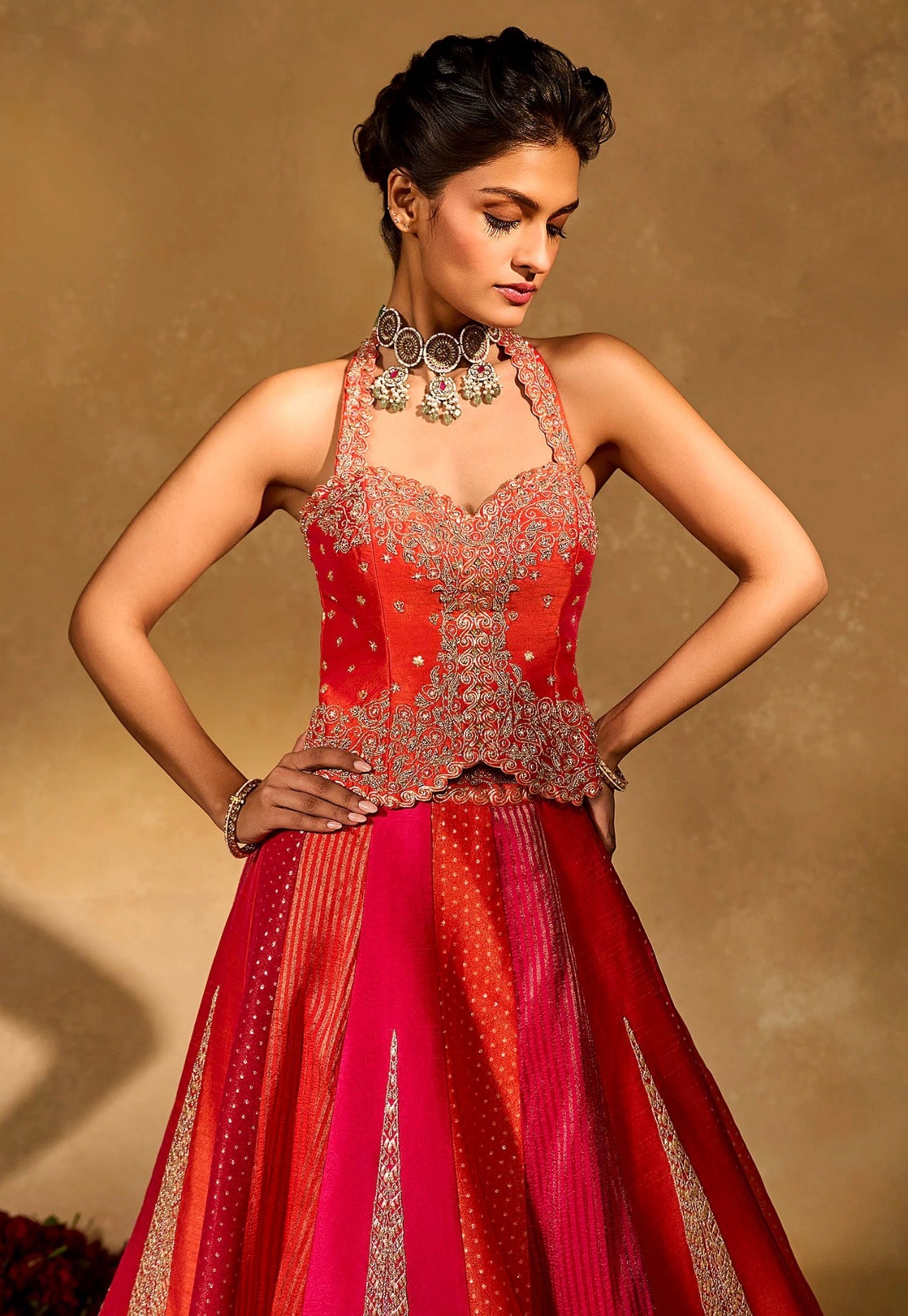 Royal Crimson Red Designer Lehenga With Intricate Zari & Embroidery Work