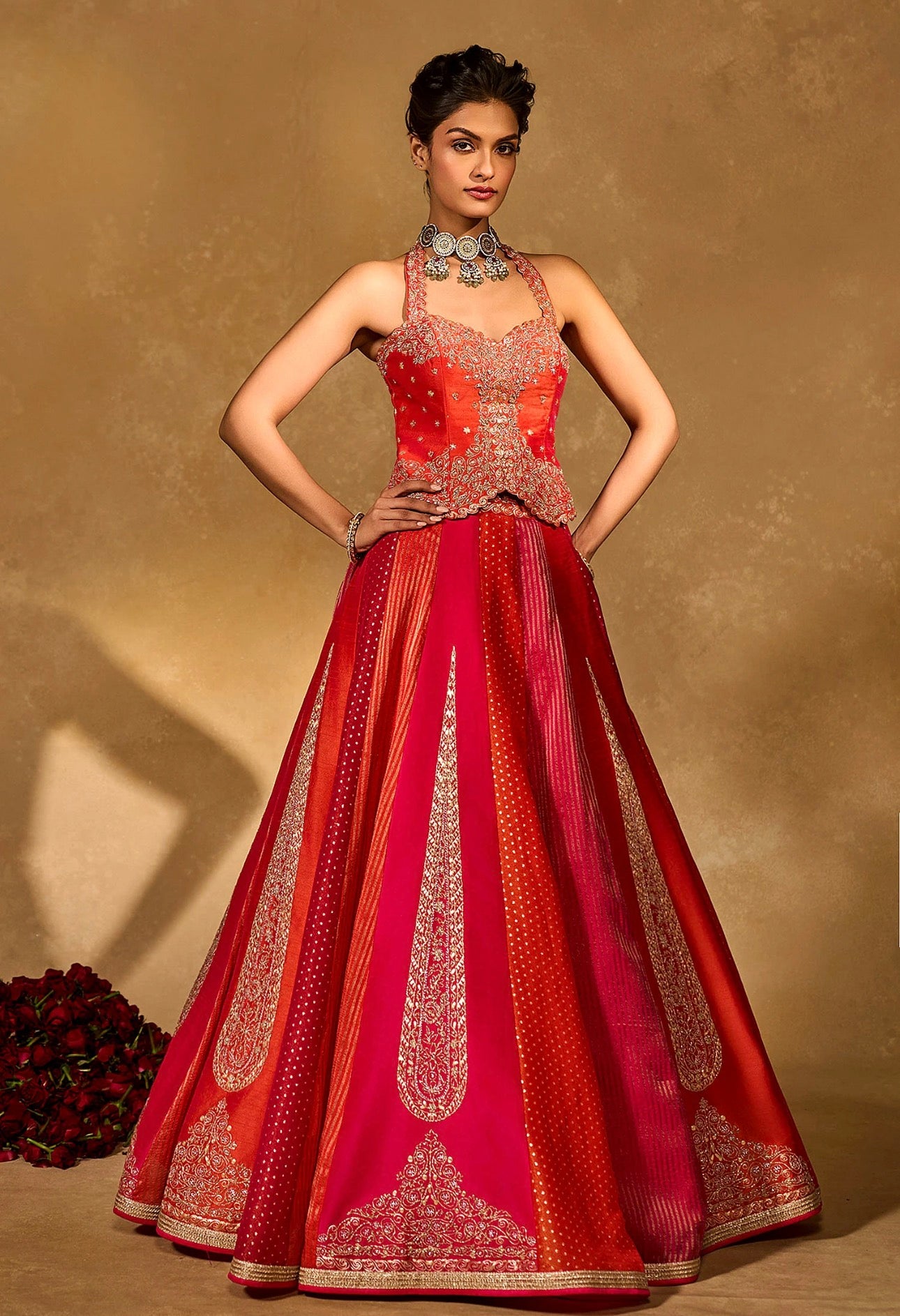 Royal Crimson Red Designer Lehenga With Intricate Zari & Embroidery Work