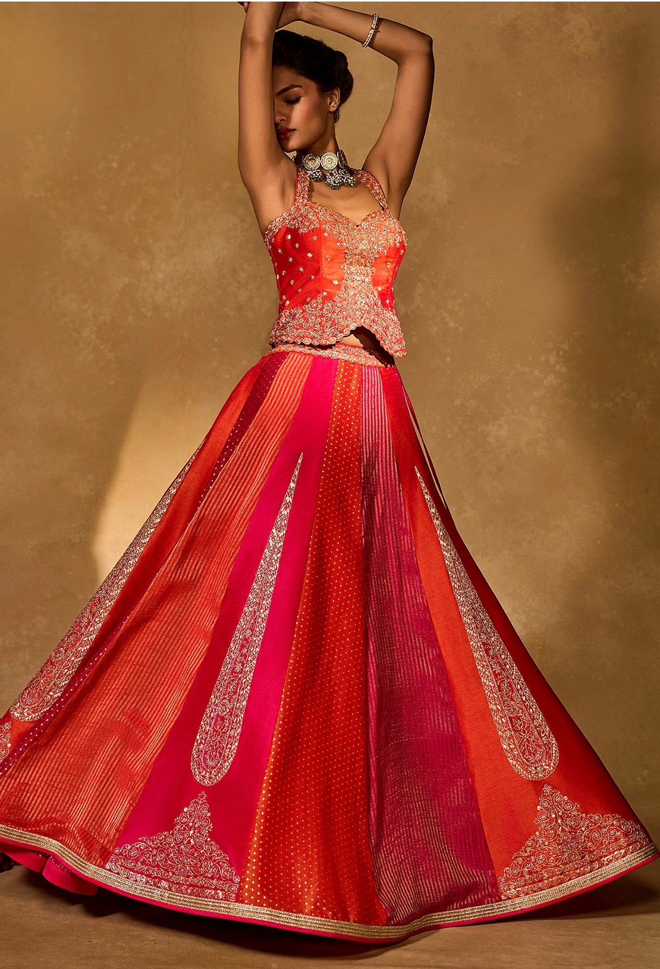 Royal Crimson Red Designer Lehenga With Intricate Zari & Embroidery Work