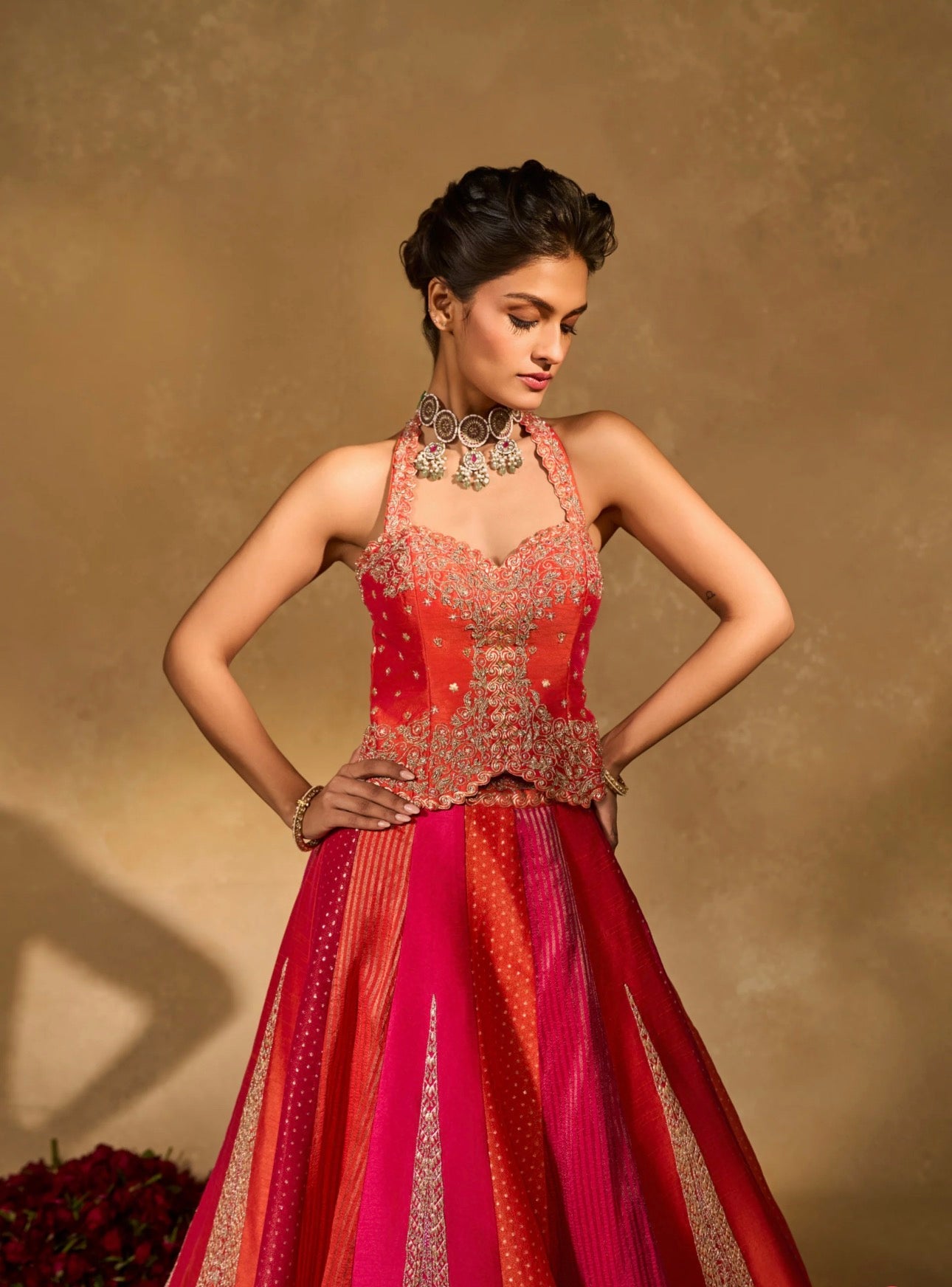 Royal Crimson Red Designer Lehenga With Intricate Zari & Embroidery Work