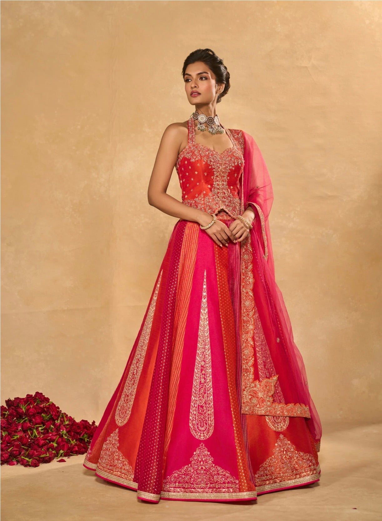Royal Crimson Red Designer Lehenga With Intricate Zari & Embroidery Work