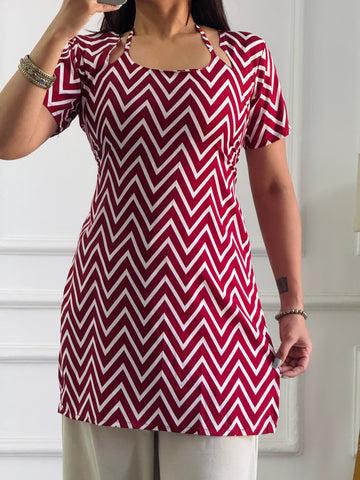 Bold Red Chevron Multi-Wear Tunic - Adjustable Fit