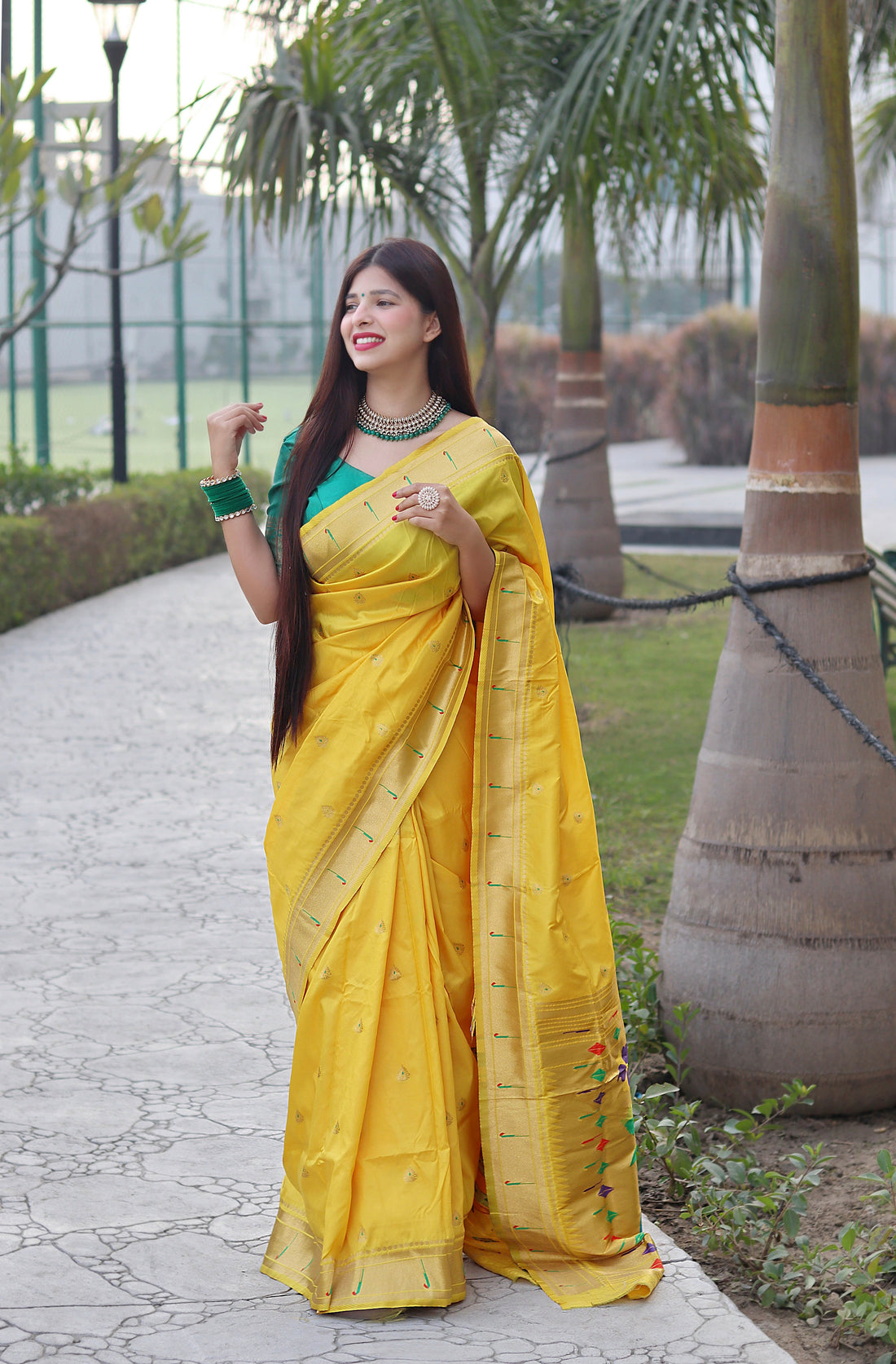 Yellow Color Zari Golden Weaving Rich Saree