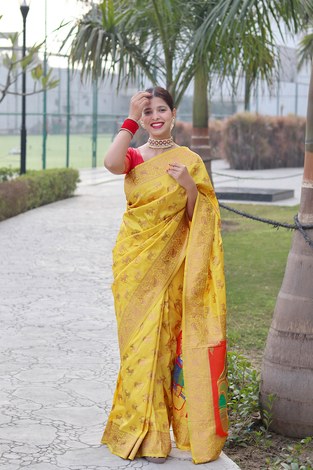 Yellow Color Zari Golden Weaving Rich Saree