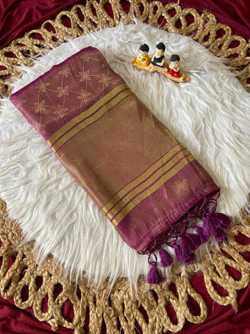 Mauve Fendy Satin Lagdi Patta Saree