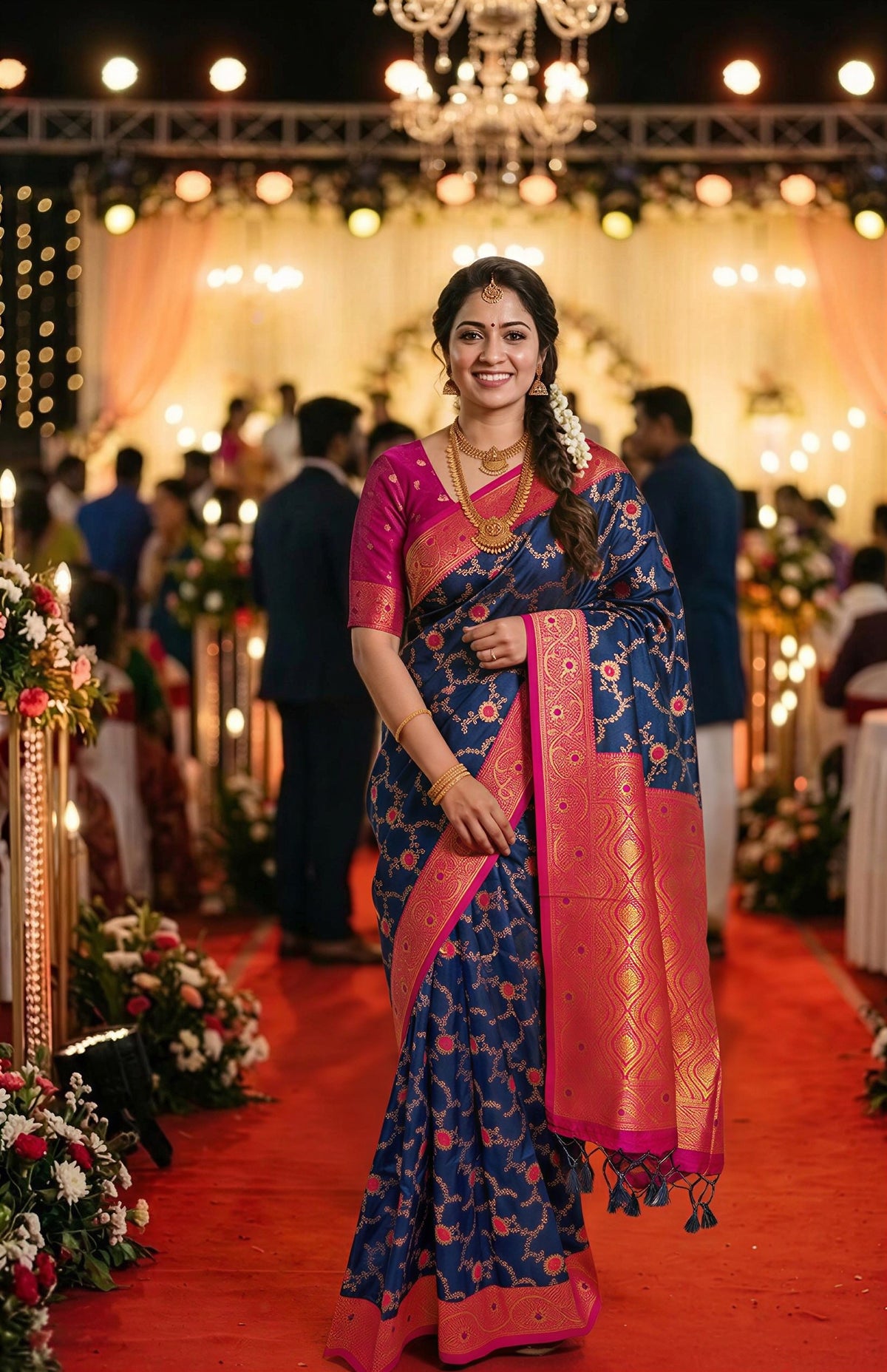 Navy Blue Paithani Silk Zari Woven Saree