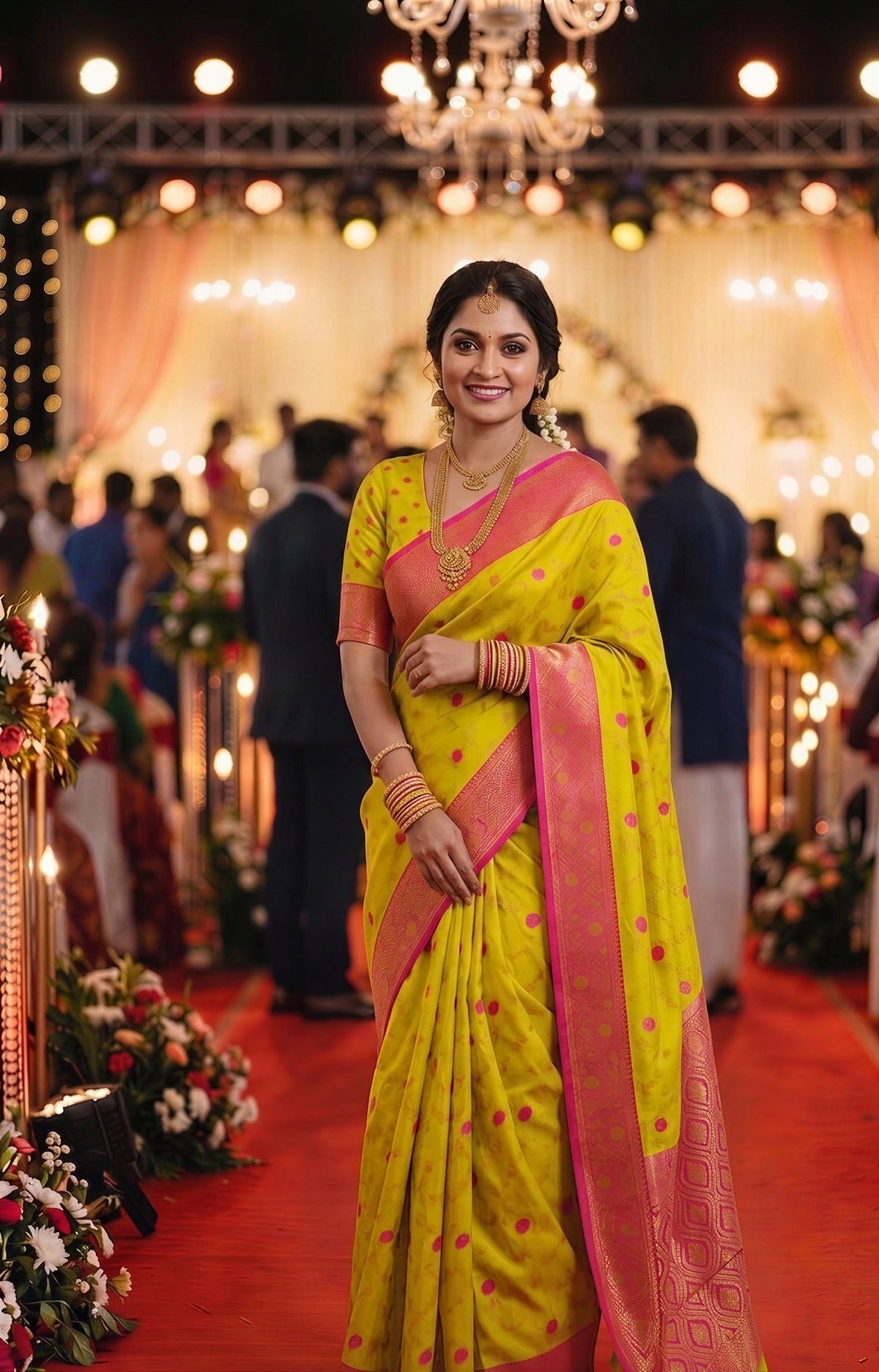 Yellow Paithani Silk Zari Woven Saree