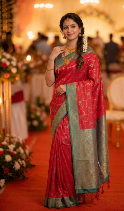 Red Paithani Silk Zari Woven Saree