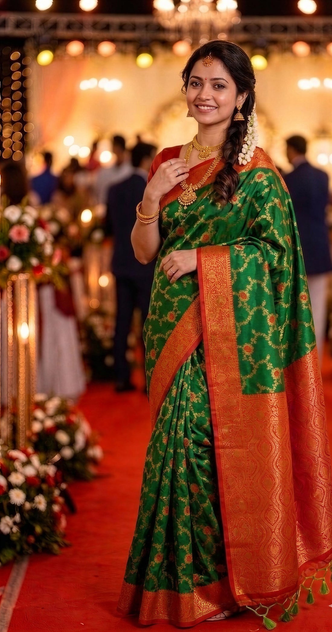 Bottle Green Paithani Silk Zari Woven Saree