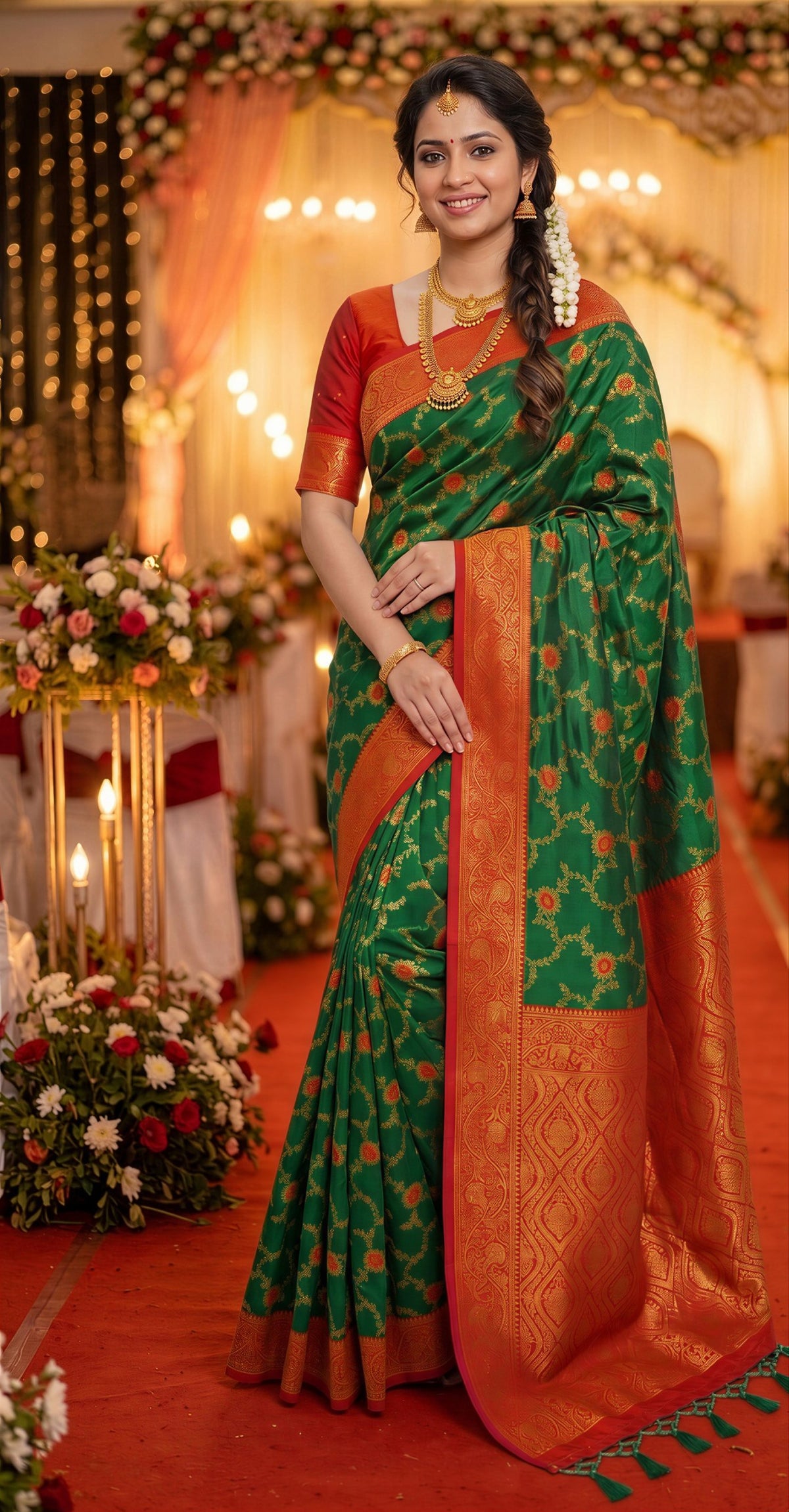 Bottle Green Paithani Silk Zari Woven Saree, view 2