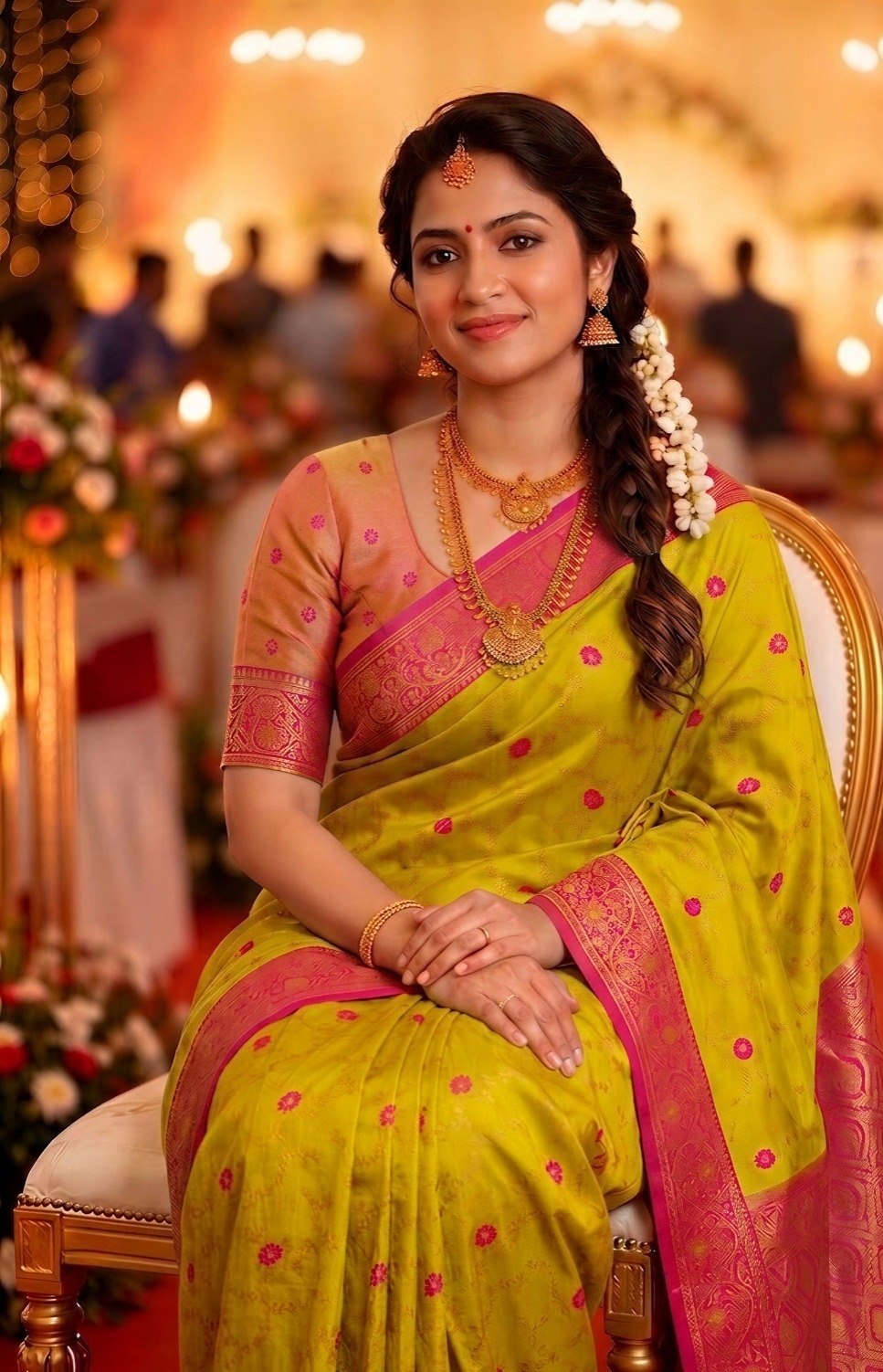 Yellow Paithani Silk Zari Woven Saree, view 2